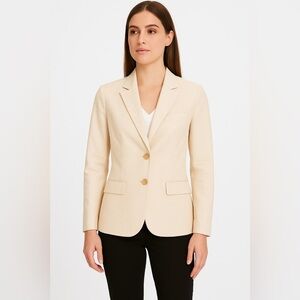 The Limited Women Beige Linen Cotton Blazer Classic Two Button Tailored Style XS